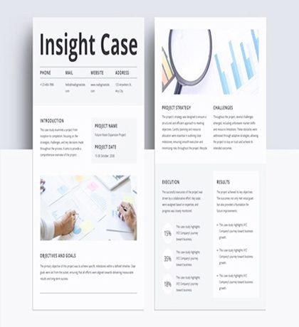 case study document with charts and quotes
