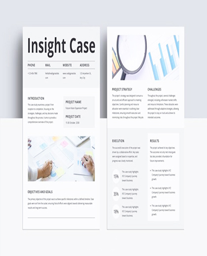 case study document with charts and quotes