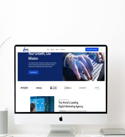 investor pitch style website displayed on laptop