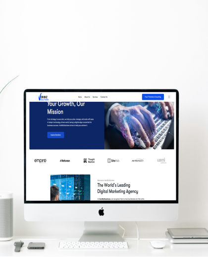 investor pitch style website displayed on laptop