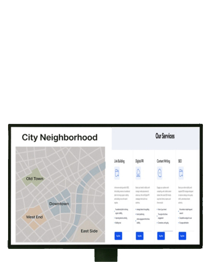 neighborhood map with local service page mock